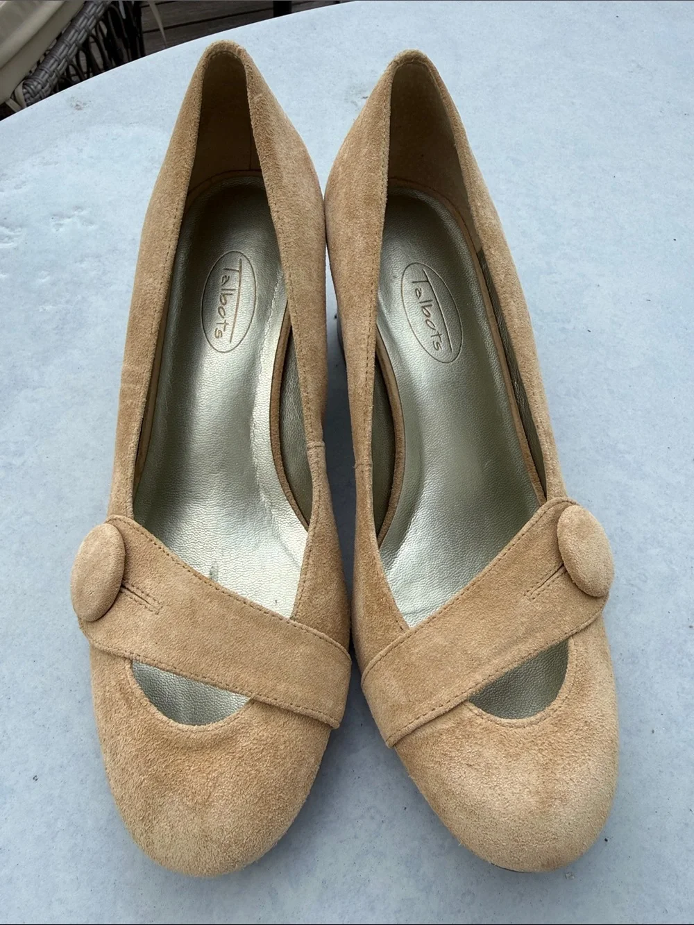 Talbots Tan Suede Block Heel Pumps 7.5